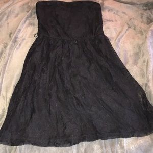 Strapless lacy black dress